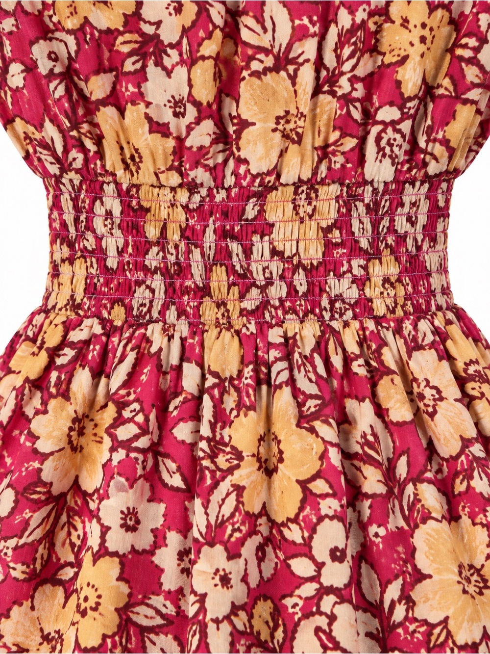 Land of the Free XS Pink Floral Smocked Waist Fit & Flare Mini Dress - Picture 5 of 6